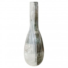Bottleneck murano glass vase with black and white stripes